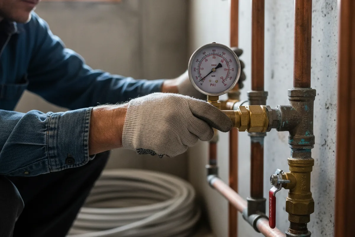 Pressure testing a repaired line during Water Line Repair in Moss Beach